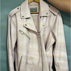 Vegan leather moto jacket- dusty pink color